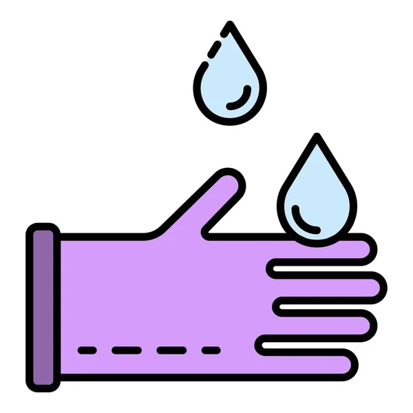 Waterdruppels op handschoenen icoon kleur omtrek vector — Stockvector