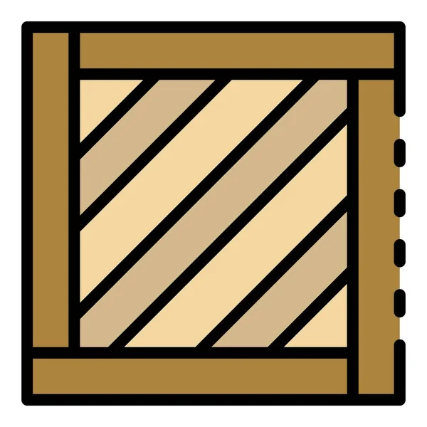 Entrega caixa de madeira ícone cor contorno vetor —  Vetores de Stock