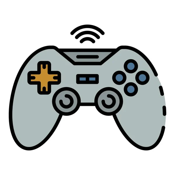 Draadloos spel joystick pictogram kleur overzicht vector — Stockvector