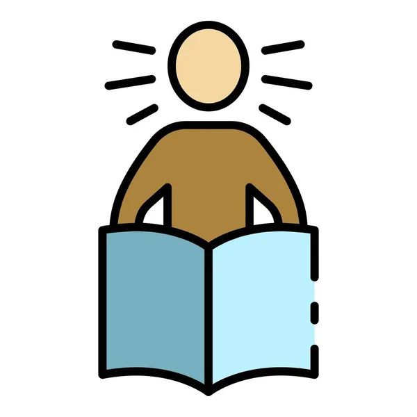 Leer libro aprendizaje icono color contorno vector — Archivo Imágenes Vectoriales