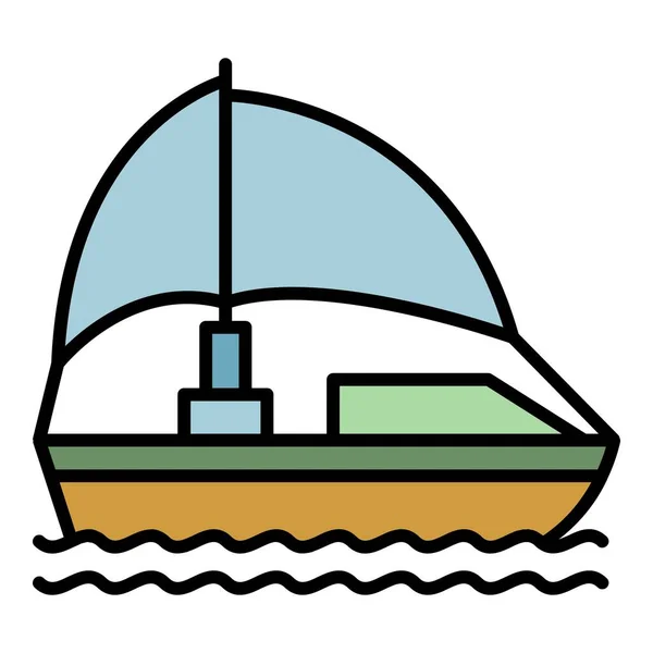 Schiff-Symbol Farbe Umrissvektor — Stockvektor