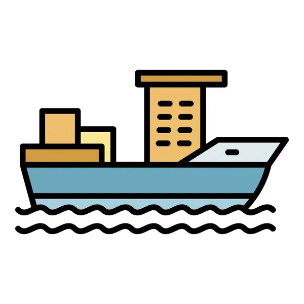 Container ship icon color outline vector — Stock Vector