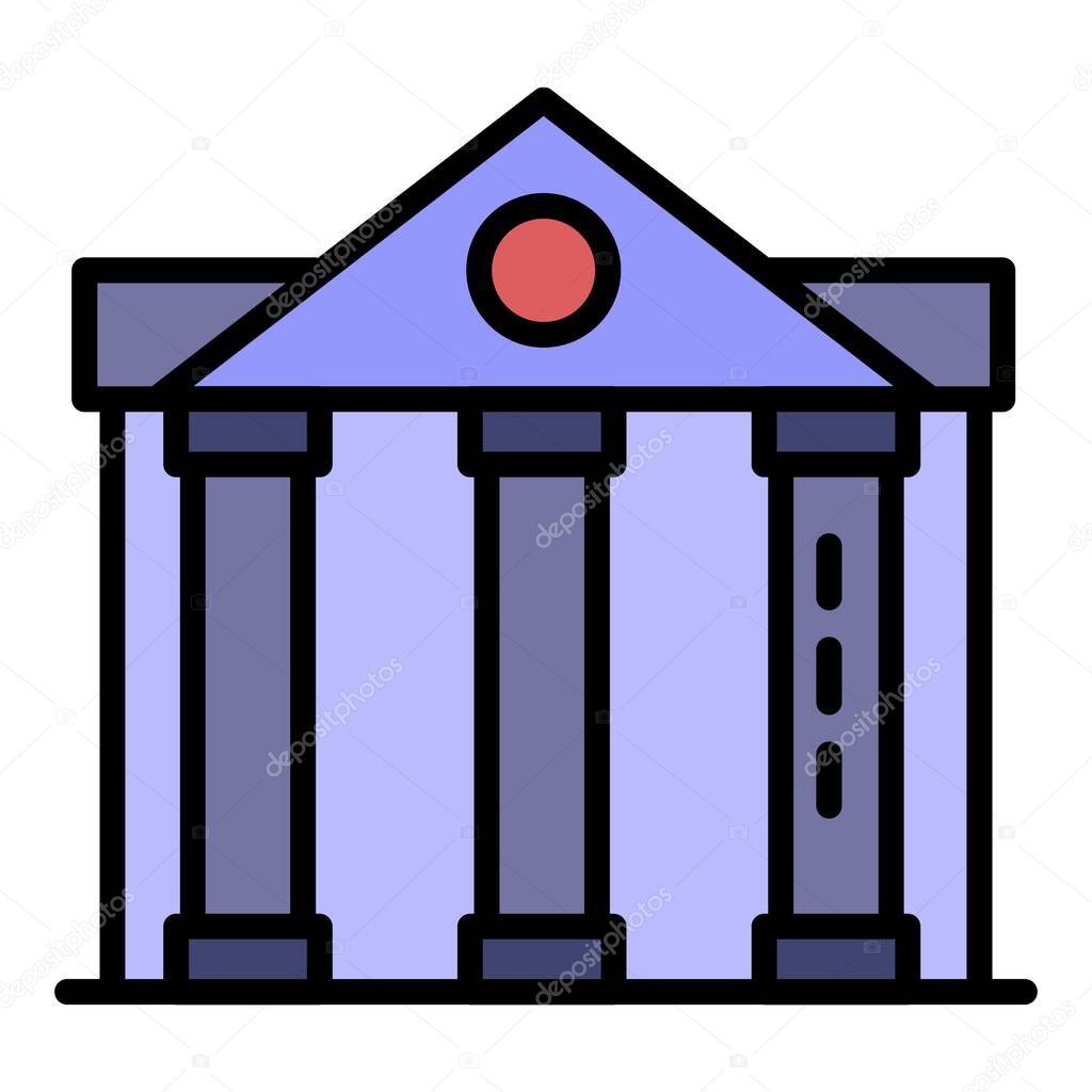 Column courthouse icon. Outline column courthouse vector icon color flat isolated