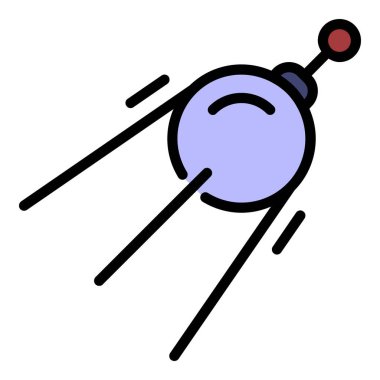 Uzay Dünyası uydu simgesi renk ana hatları vektörü