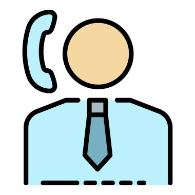 Çağrı merkezi yardım simgesi renk ana hatları vektörü