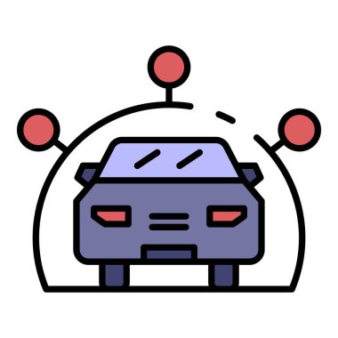 Aile arabası paylaşım simgesi renk ana hatları vektörü