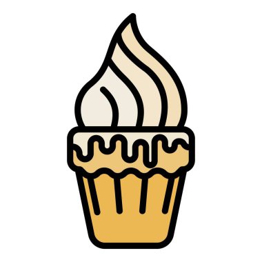 Pastane meringue simgesi renk ana hatları vektörü