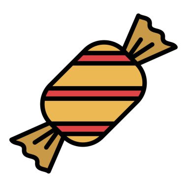 Tatlı toffee simgesi renk ana hatları vektörü