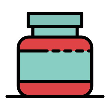 Fitness protein kavanozu renk ana hatları vektörü