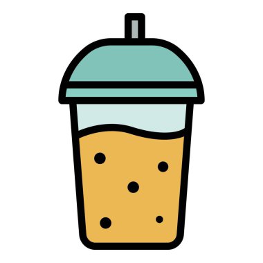 Meyve smoothie simgesi renk ana hatları vektörü