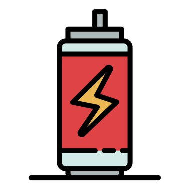 Enerji içeceği teneke kutu ikonu renk ana hatları vektörü