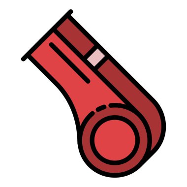 Spor düdük simgesi renk ana hatları vektörü