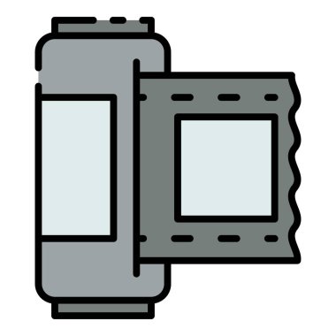 Kamera filmi simgesi renk ana hatları vektörü