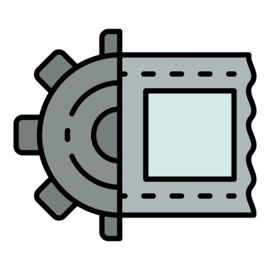 Kamera film tekeri simgesi renk ana hatları vektörü