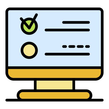 İşaretli oy simgesi renk ana hatları vektörü