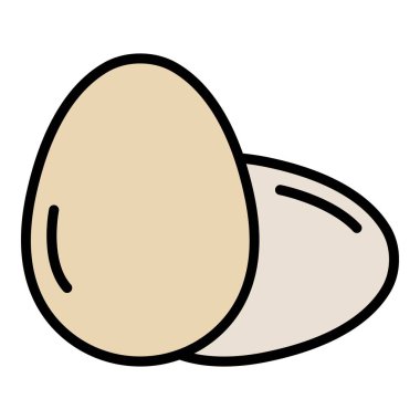 İki tam yumurta simgesi renk ana hatları vektörü