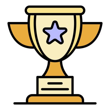 Triatlon kupa simgesi renk ana hatları vektörü