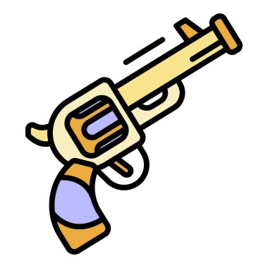 Triatlon revolver başlangıç sinyali simgesi renk ana hatları