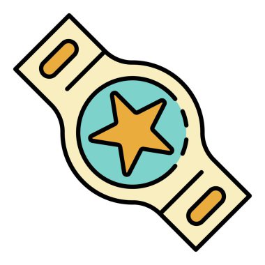 Boks şampiyonu kemer simgesi renk ana hatları vektörü