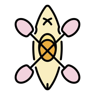 Kano kürekleri simge renk ana hatları vektörü