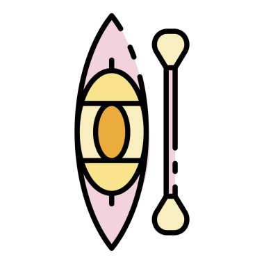 Modern bir yer kano simgesi renk ana hatları vektörü