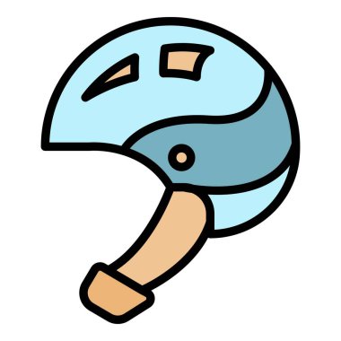 Bisiklet başlığı simgesi renk ana hatları vektörü