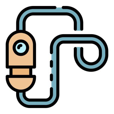 Bisiklet dolabı kablo simgesi renk ana hatları vektörü