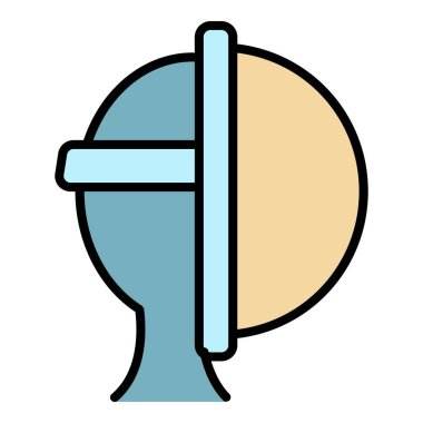 Eskrim maskesini koruyan simge rengi dış hat vektörü