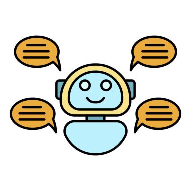 Sohbet robotu 4 balon simgesi renk ana hatları vektörü