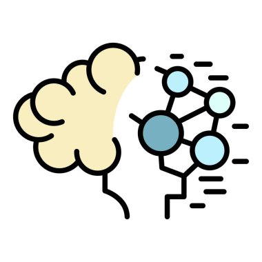 Yapay zeka simgesi renk ana hatları vektörü