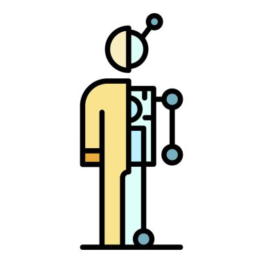 İnsansı dikey kesim simgesi renk ana hatları vektörü