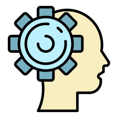 Vites tekerleği insansı simge renk ana hatları vektörü