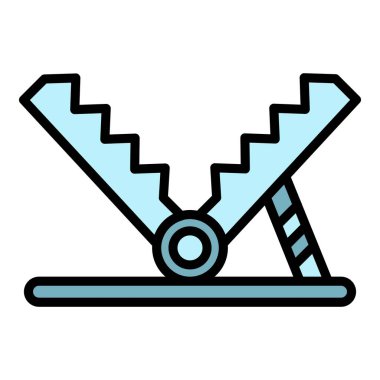 Metal tuzak simgesi renk ana hatları vektörü