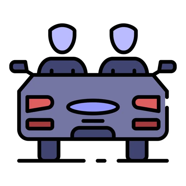 Gente conduciendo coche icono color contorno vector — Archivo Imágenes Vectoriales