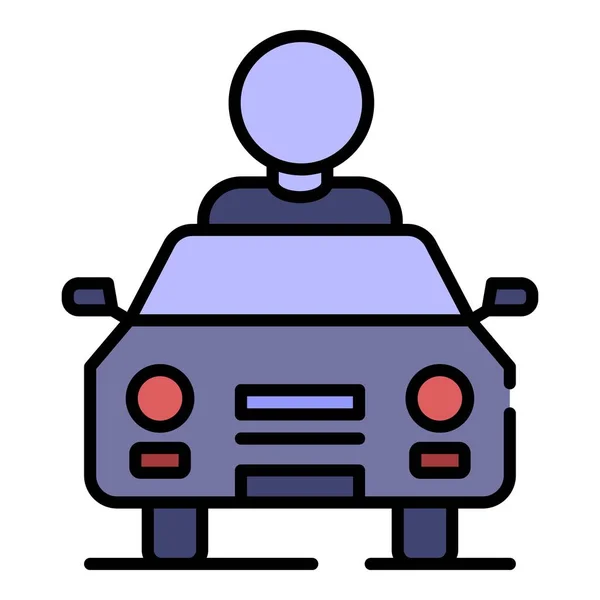 Hombre coche compartir icono color contorno vector — Vector de stock