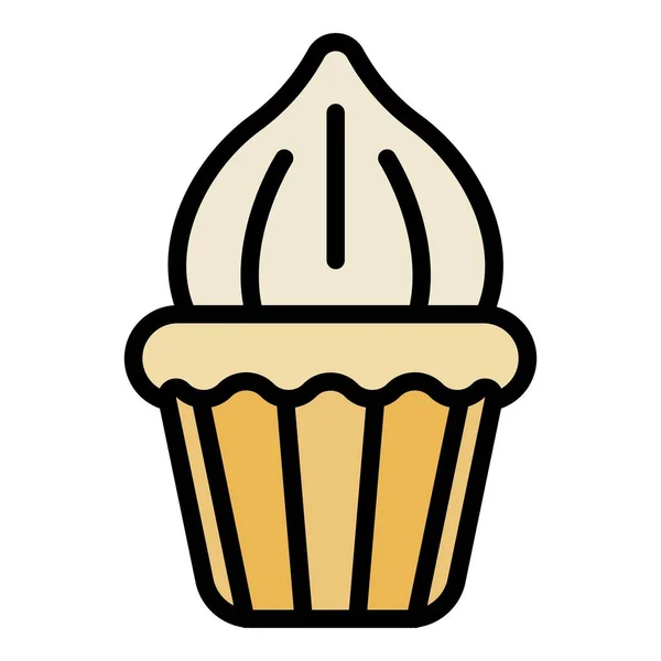 Cupcake meringue pictogram kleur omtrek vector — Stockvector