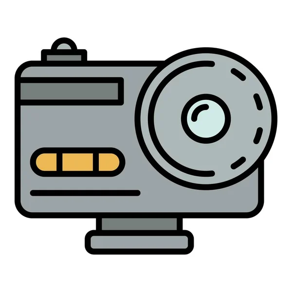 Actiecamera pictogram kleur overzicht vector — Stockvector