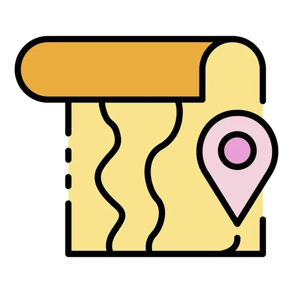 Pin turistická mapa umístění ikony barva obrysu vektor — Stockový vektor