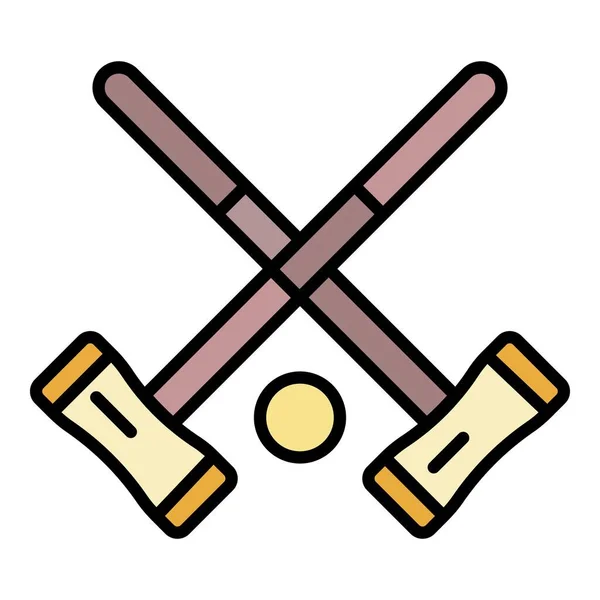 Crossed croquet icon color outline vector — Stock Vector