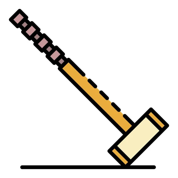 Mallet croquet icon color outline vector — Stock Vector