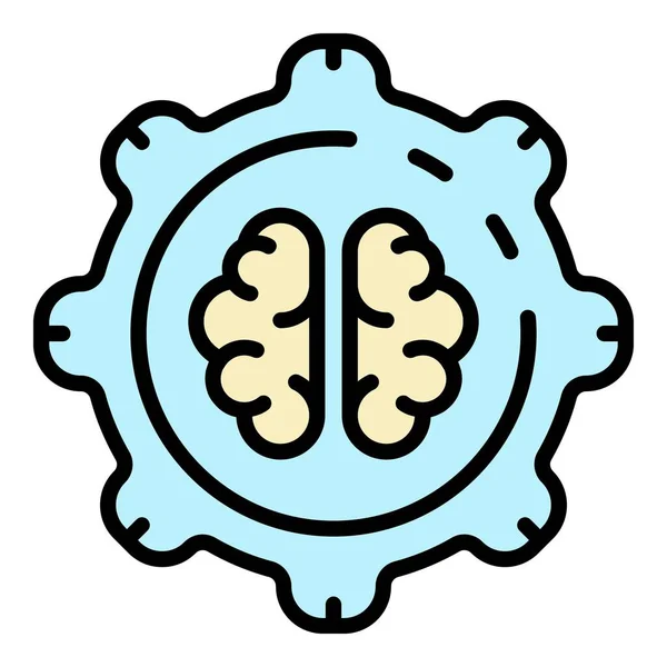 Ai brain gear technology icon color outline vector — Stock Vector