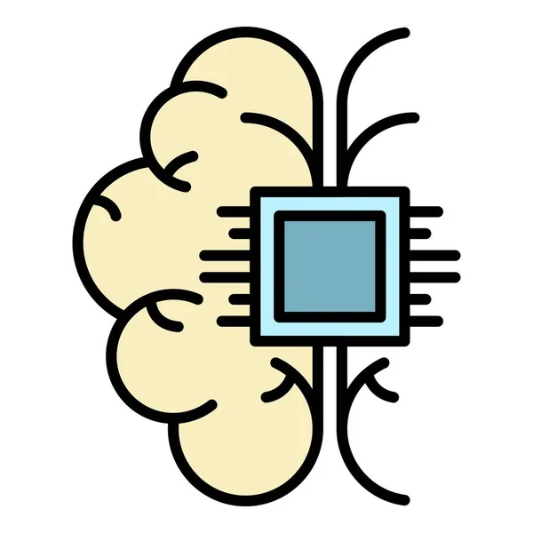 Cybernetyczny wektor koloru ikony mózgu — Wektor stockowy