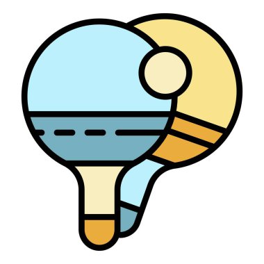 Masa tenisi raket simgesi renk ana hatları vektörü