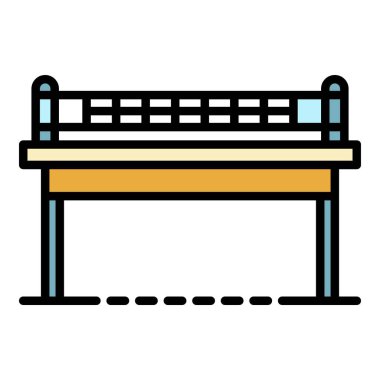 Ping pong tablo ön görünüm simgesi renk dış hat vektörü