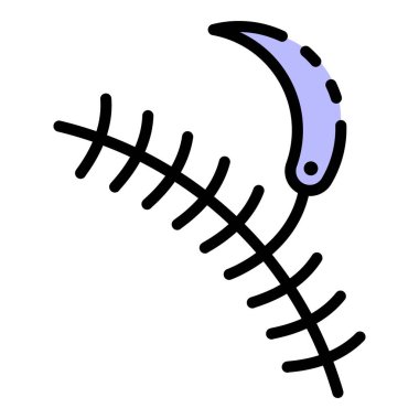 Ark dikiş simgesi rengi dış hat vektörü dikilüyor