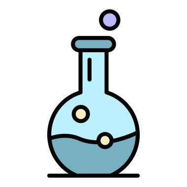 Sihirli iksir ikonu renk ana hatları vektörü