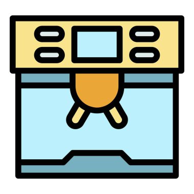 Profesyonel kahve makinesi simgesi renk ana hatları vektörü