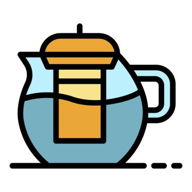 Çaydanlık simgesi renk ana hatları vektörü