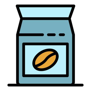 Kahve paketi simgesi renk ana hatları vektörü