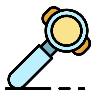 Kahve aracı simgesi renk ana hatları vektörü